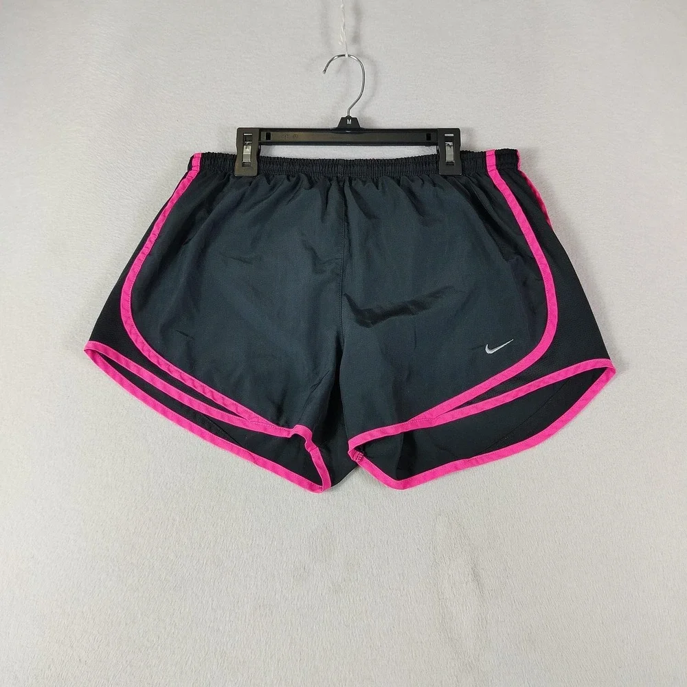 Nike Dri-FIT Shorts Womens Medium Athletic Running Lightweight Black Pink Trim